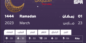 إمساكية رمضان 1444 في السعودية الرياض وكل المدن 2023