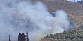مستوطنون يحرقون عشرات أشجار الزيتون في بورين