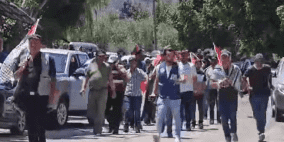 الاحتلال يعتدي على المشاركين بمسيرة ضد سرقة الأراضي بدير استيا