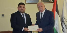 المالكي يتسلم نسخة من أوراق اعتماد سفير نيكاراغوا الجديد لدى دولة فلسطين