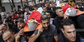 تشييع جثماني الشهيدين جبريل عوض ومحمد فواقة في رام الله