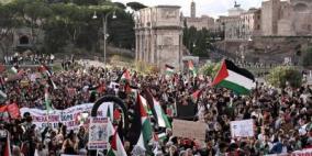 مظاهرة حاشدة في روما تنديدا بالعدوان الإسرائيلي على قطاع غزة