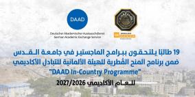 جامعة القدس تحصد 19 منحة ماجستير ضمن برنامج DAAD الألماني للعام الأكاديمي 2026/2027