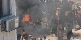 بالصور: شهداء وجرحى في قصف الاحتلال مركبة وسط مدينة غزة