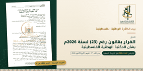 بيت الذاكرة الوطنية الفلسطينية .. صدور القرار بقانون بشأن المكتبة الوطنية الفلسطينية