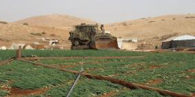 جرافات  الاحتلال تدمر طرق زراعية وخطوط مياه في طوباس