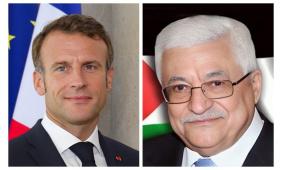 الرئيس عباس يجتمع مع نظيره الفرنسي