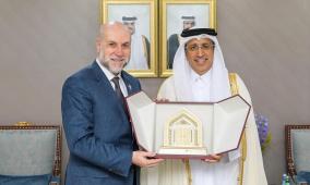 الهباش يبحث تعزيز التعاون المشترك مع رئيس المجلس الأعلى للقضاء في قطر