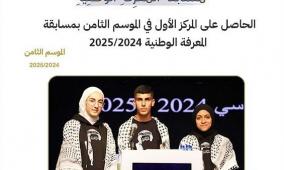 مدرسة الرامة الثانوية المختلطة تفوز بمسابقة المعرفة الوطنية في موسمها الثامن 2024/2025