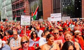 عشرات الآلاف يتظاهرون في بروكسل تضامنا مع فلسطين