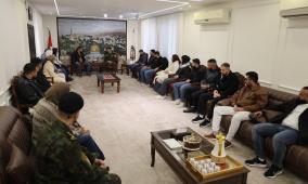 اللواء العبد إبراهيم خليل يستقبل وفد سكرتارية الشبيبة الفتحاوية المنتخب