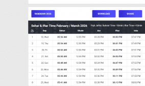 إمساكية رمضان 2026 في هولندا | مواعيد الصلاة 1447 أمستردام