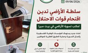 سلطة الأراضي تدين اقتحام قوات الاحتلال لمكتب تسوية الأراضي في بيت سيرا