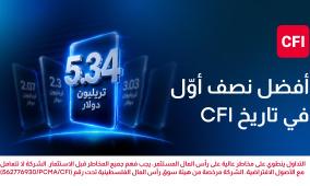 CFI تسجّل أقوى نتائج فصلية ونصف سنوية في تاريخها بأحجام تداول 3.03 تريليون دولار في الربع الثاني و5.34 تريليون دولار خلال النصف الأول من 2026