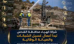 "كهرباء القدس" تبدأ أعمال غسيل الشبكات والصيانة الوقائية استعداداً لفصل الشتاء