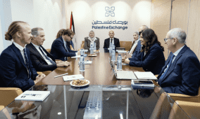 بورصة فلسطين تستقبل وفداً من الاتحاد الأوروبي برئاسة الممثل الخاص لعملية السلام في الشرق الأوسط