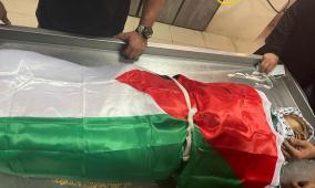 تشييع جثمان الطفل الشهيد جاد الله جاد الله في مخيم الفارعة