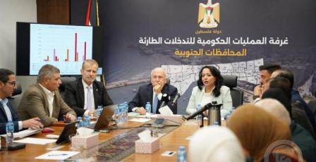غرفة العمليات الحكومية تستعرض خطة الإغاثة والتعافي لوزارة الاقتصاد الوطني في غزة