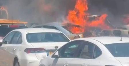 حريق قرب معبر الشيخ حسين يلتهم نحو 70 مركبة