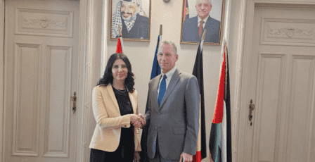 السفيرة أمل جادو تستقبل المرشح لمنصب ممثل الاتحاد الأوروبي الجديد لدى فلسطين