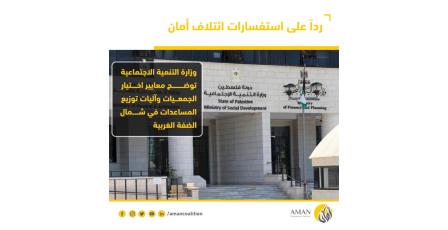 وزارة التنمية الاجتماعية توضح معايير اختيار الجمعيات وآليات توزيع المساعدات في شمال الضفة الغربية