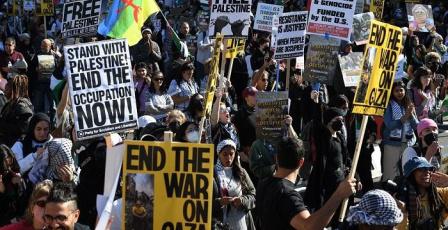 تظاهرات في مدن أميركية تضامنا مع الشعب الفلسطيني