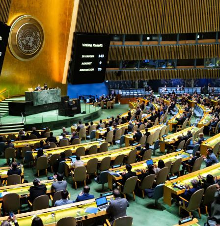 الجمعية العامة تعتمد بأغلبية قرارا بأحقية فلسطين بالعضوية الكاملة بالأمم المتحدة