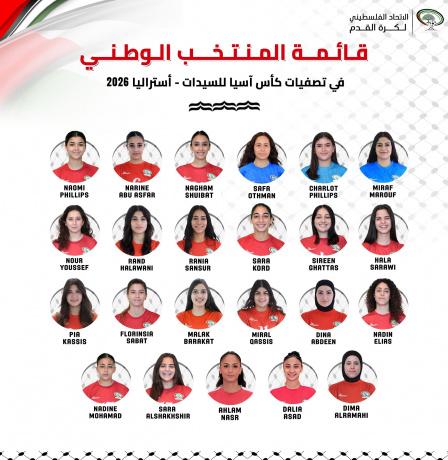 الاعلان عن قائمة فدائي السيدات في تصفيات كأس آسيا