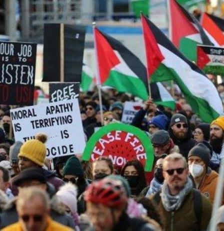 وقفة في نيويورك ضد شركة متهمة بدعم الصناعات العسكرية الإسرائيلية