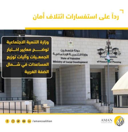 وزارة التنمية الاجتماعية توضح معايير اختيار الجمعيات وآليات توزيع المساعدات في شمال الضفة الغربية