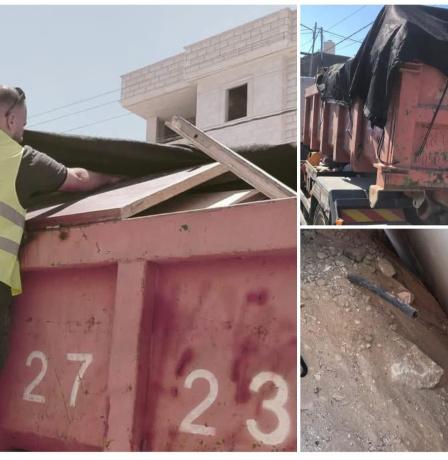 سلطة جودة البيئة تعيد شاحنة إسرائيلية محملة بنفايات هدم وبناء إلى مصدرها بالداخل الفلسطيني