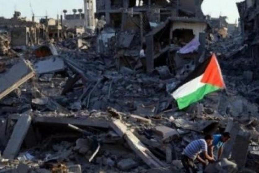 احد المنازل المهدمة من قبل الاحتلال في غزة 