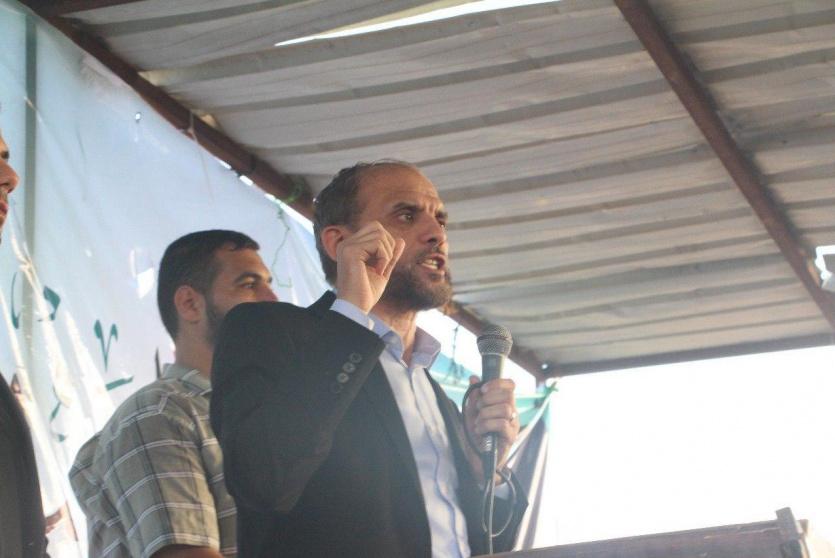 حسام بدران خلال مشاركته في مسيرة العودة
