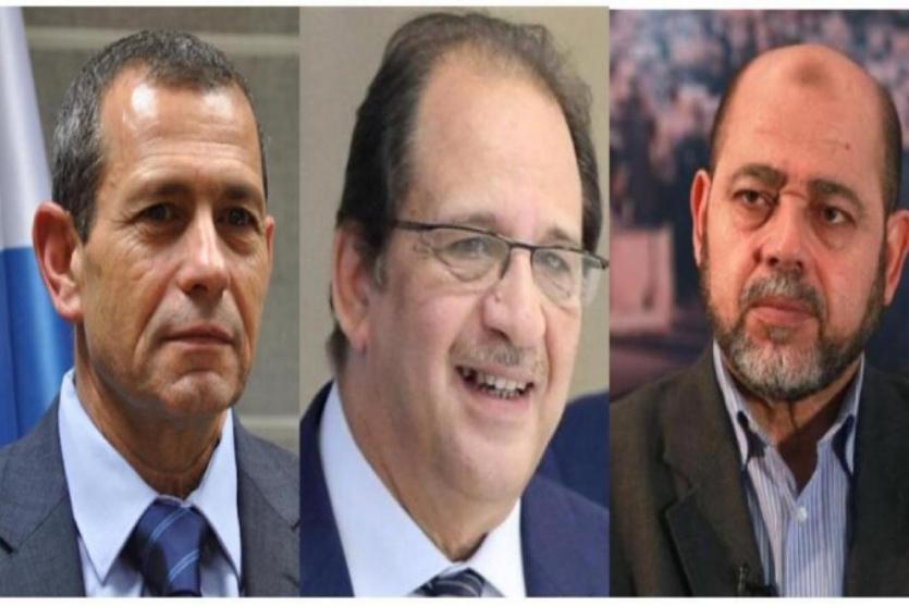 موسى ابو مرزوق ورئيس المخابرات المصرية الى جانب رئيس الشاباك