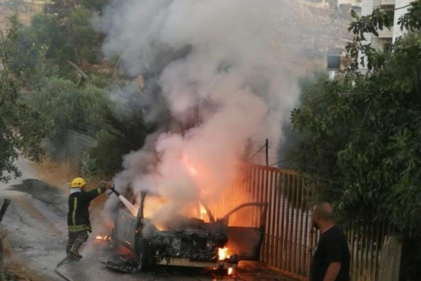 احراق مركبة استخدمت في الاعتداء 