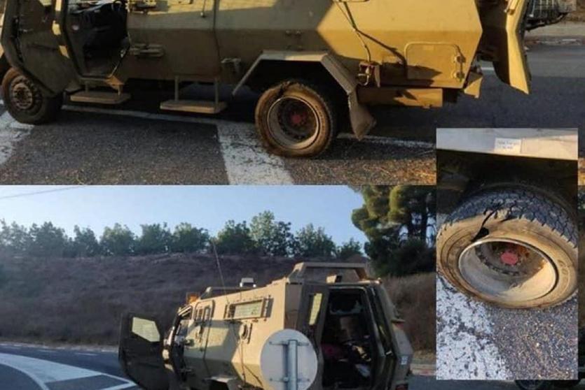 صورة نشرها الاحتلال  تظهر الآلية العسكرية بعد الاستهداف