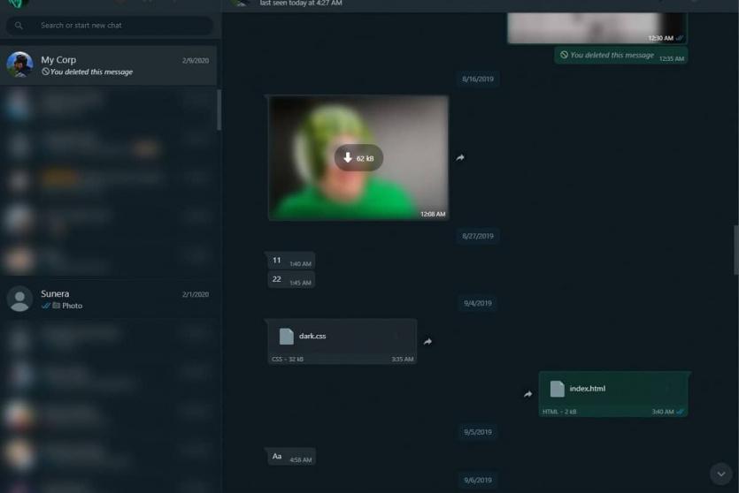 الوضع الداكن على تطبيق واتساب ويب