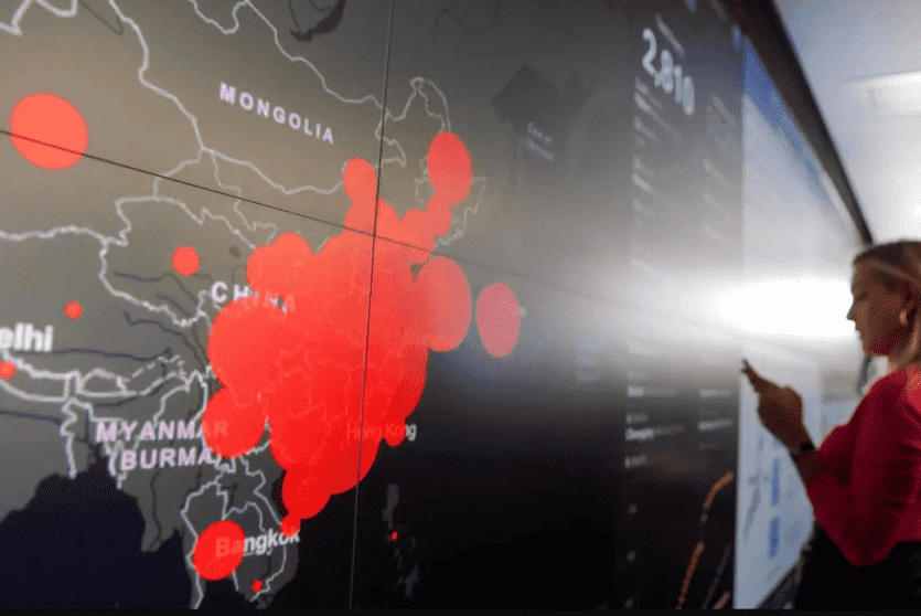 خريطة تظهر تفشي فيروس كوورنا حول العالم 