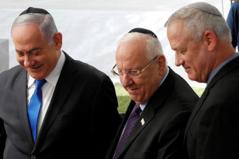  نتنياهو وغانتس والرئيس الاسرائيلي