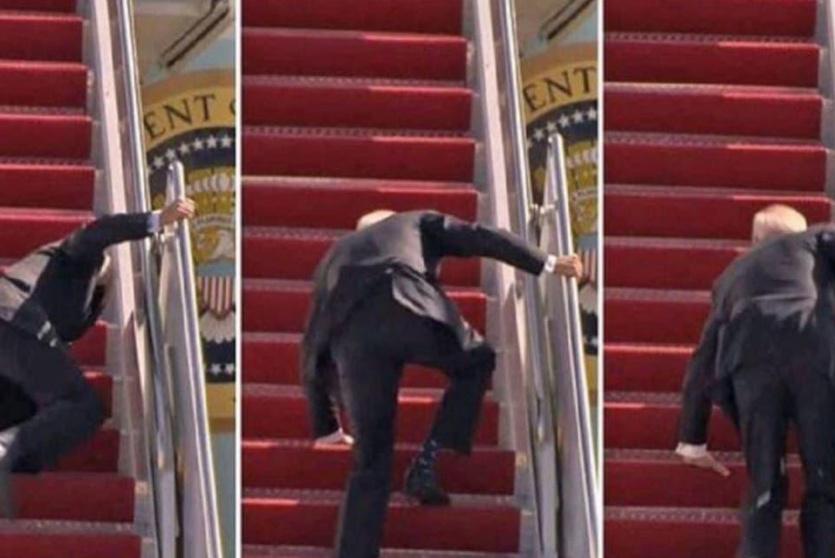  سقوط بايدن على سلم الطائرة