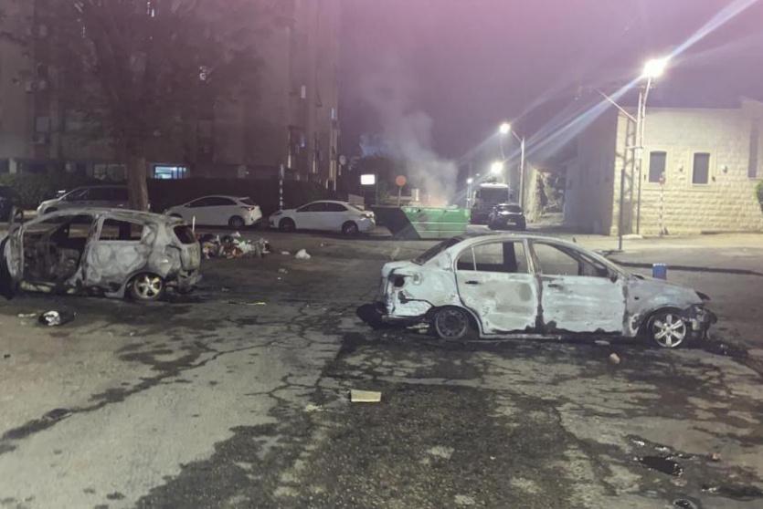 حرق سيارات المستوطنين في اللد 