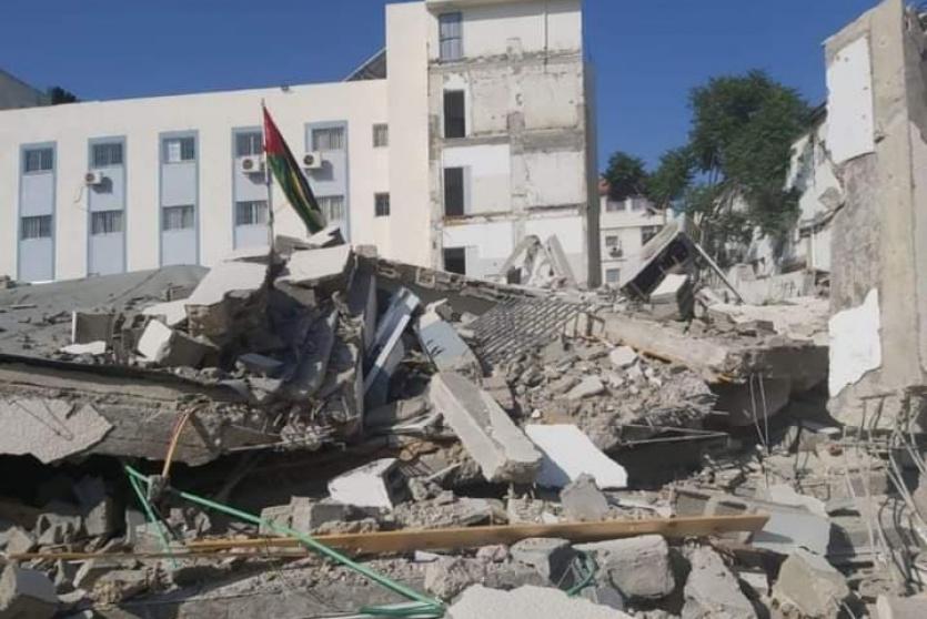 مقر وزارة العمل في غزة بعد تدميره