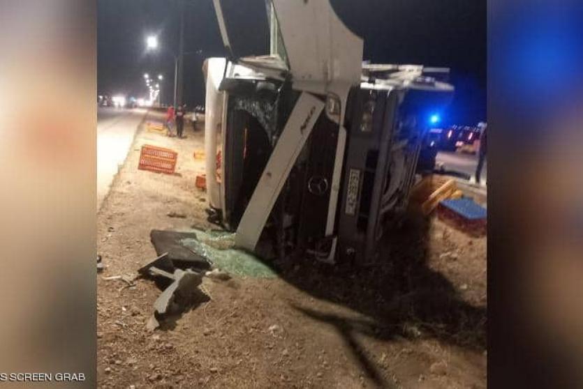 وقع الحادث على طريق معبر جابر الحدودي