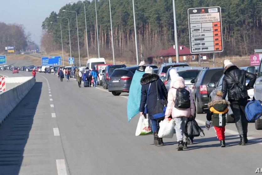 لاجئين على الحدود الأوكرانية 
