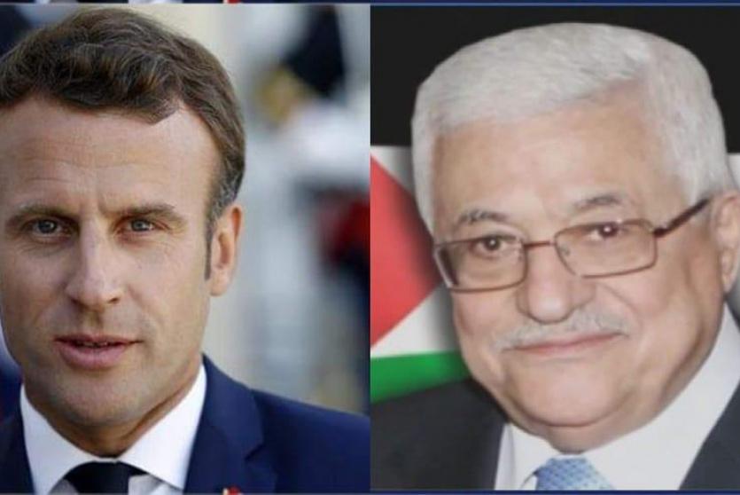 الرئيس محمود عباس ونظيره الفرنسي ماكرون
