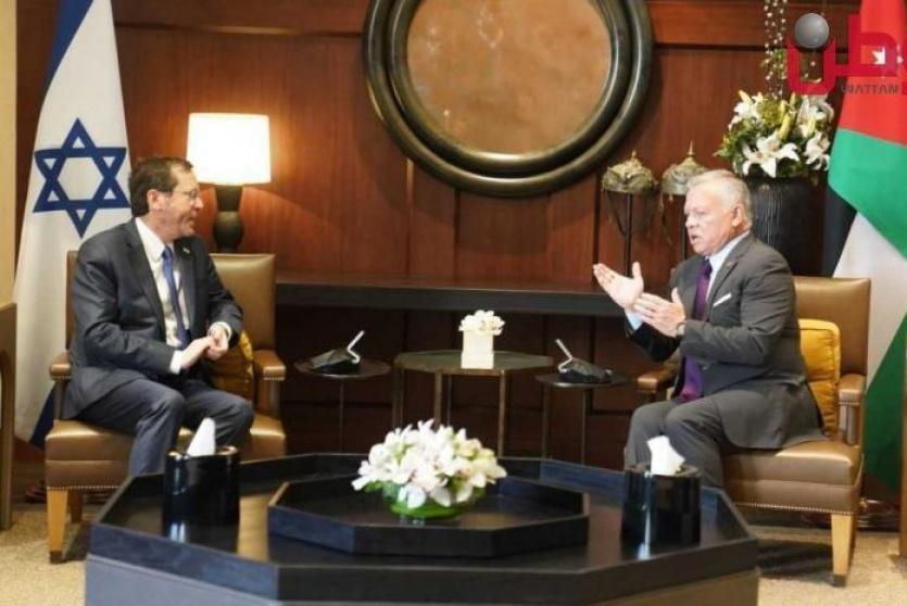العاهل الأردني الملك عبد الله الثاني  ورئيس دولة الاحتلال إسحاق هرتسوغ