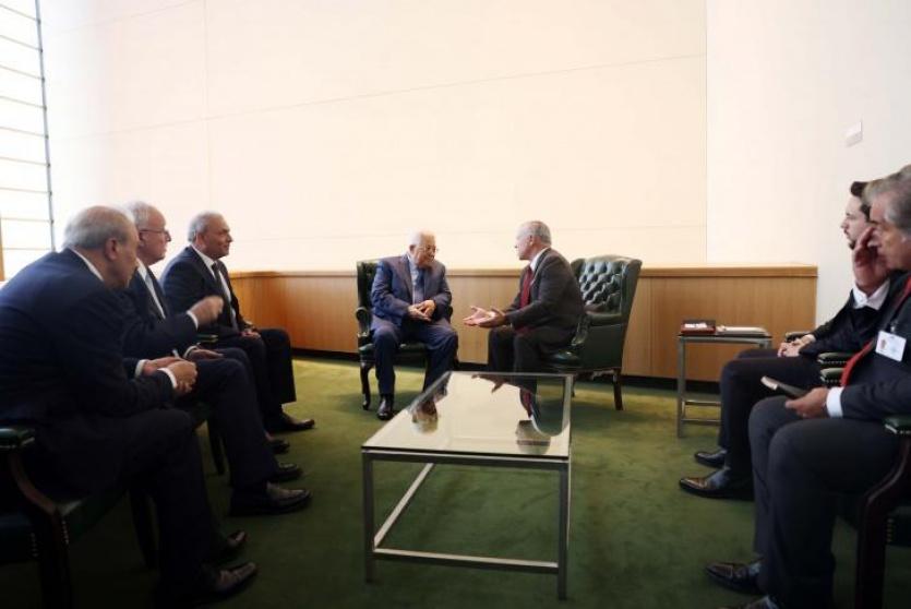 لقاء جمع الرئيس عباس بالعاهل الأردني الملك عبد الله الثاني، على هامش أعمال الدورة الـ77 للجمعية العامة للأمم المتحدة