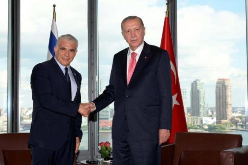 لقاء يجمع الرئيس التركي رجب طيب أردوغان برئيس الوزراء الإسرائيلي يائير لابيد في نيويورك
