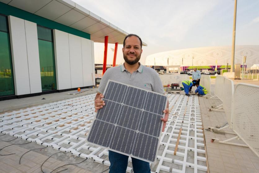 الاستفادة من تقنية الألواح الشمسية المبتكرة "سن بايف" في استاد الثمامة المونديالي