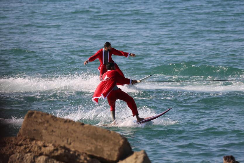 من فعالية التزلج على شاطئ غزة